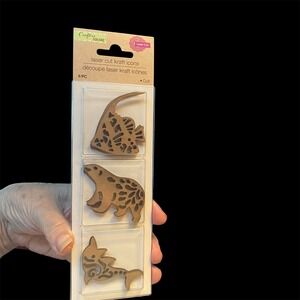 Crafters Square Laser Cut Kraft Icons 6pc Animal Fish Bear Dolphin